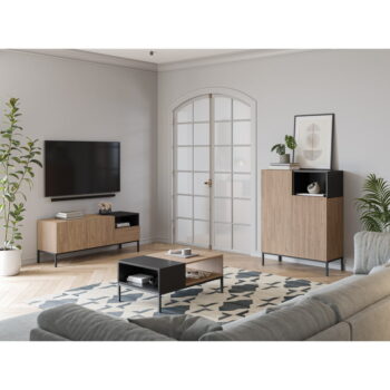 Konferenčný stolík v čierno-prírodnej farbe 56x90 cm Cailin – Marckeric - Image 2