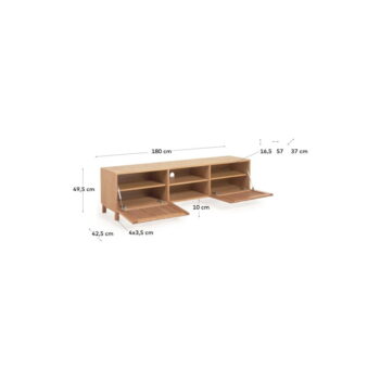 TV stolík v dekore duba v prírodnej farbe 180x50 cm Beyla – Kave Home - Image 3