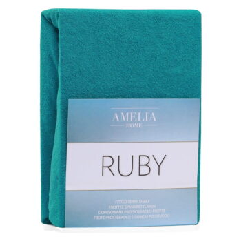 Napínacia froté plachta v tmavozelenej a modrej farbe 90x200 cm Ruby – AmeliaHome – Obrázok 3