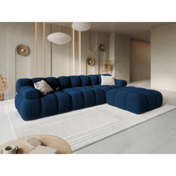 Modrá zamatová pohovka 282 cm Bellis – Micadoni Home - Image 7