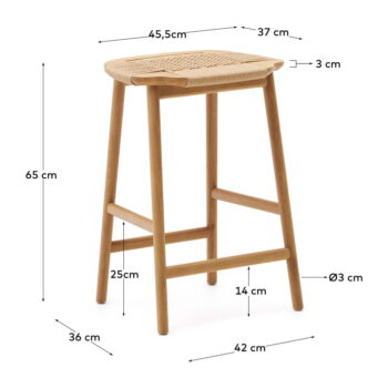 Barová stolička z dubového dreva v prírodnej farbe (výška sedadla 65 cm) Enit – Kave Home – Obrázok 8