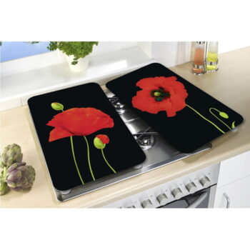 Kryty na sporák v súprave 2 ks z tvrdeného skla 52x30 cm Poppy - Maximex - Image 3