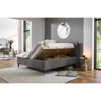 Antracitovosivá dvojlôžková posteľ s úložným priestorom s roštom 180x200 cm Paulo – Meise Möbel - Image 2