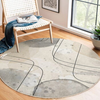 Béžový prateľný okrúhly koberec ø 80 cm Simple Lines – Mila Home - Image 2