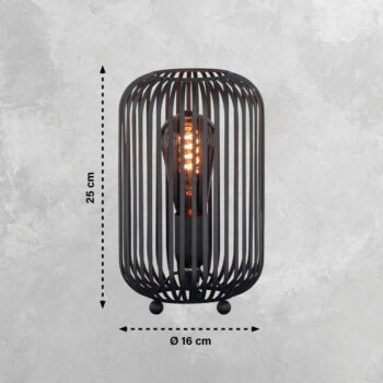 Čierna stolová lampa s kovovým tienidlom (výška 25 cm) Cage – Fischer & Honsel - Image 3