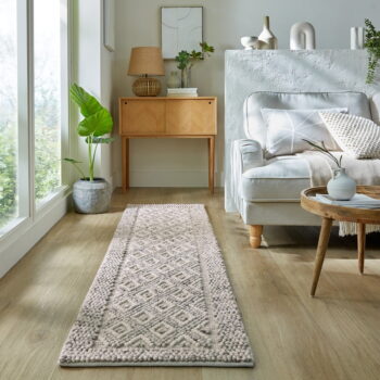 Sivý ručne tkaný behúň s prímesou vlny 60x230 cm Minerals Diamond – Flair Rugs - Image 2