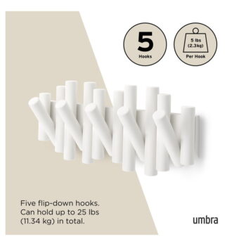 Biely nástenný vešiak z borovicového dreva Picket – Umbra - Image 6