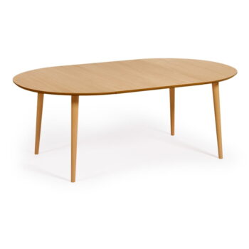 Rozkladací jedálenský stôl v dekore duba v prírodnej farbe ø 120 cm Oqui – Kave Home - Image 6