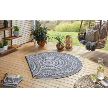 Modro-krémový vonkajší koberec NORTHRUGS Coron, ø 140 cm – Obrázok 4