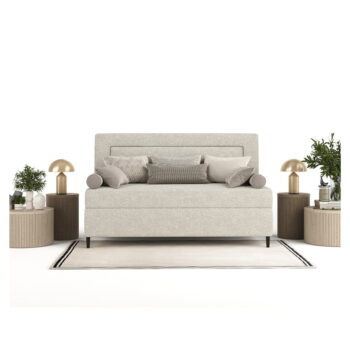 Sivobéžová čalúnená jednolôžková posteľ 100x200 cm Albumy – Maison de Rêve - Image 6