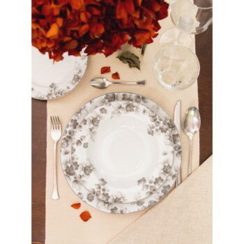 Porcelánový servírovací tanier v bielej a svetlosivej farbe ø 35,5 cm Foliage gray – Villa Altachiara - Image 3