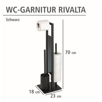Matne čierny oceľový stojan na toaletný papier Rivalta – Wenko - Image 4