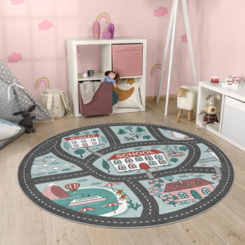 Prateľný detský hrací koberec ø100 cm Happy Neighbourhood – Mila Home - Image 3