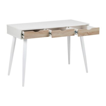 Biely pracovný stôl s 3 zásuvkami v dekore dreva Actona Neptun – Obrázok 4