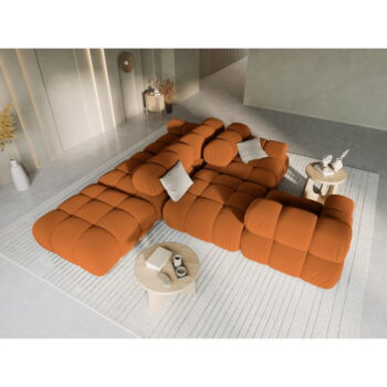 Oranžová zamatová pohovka 282 cm Bellis – Micadoni Home - Image 7
