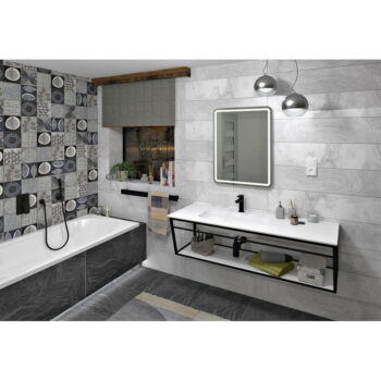 Biely/čierny kovový závesný podstavec pod umývadlo 158x40 cm Aruba – Sapho – Obrázok 2
