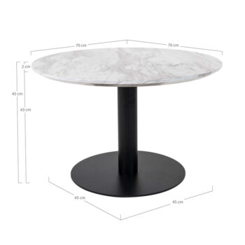 Bielo–čierny okrúhly konferenčný stolík s doskou v dekore mramoru 70x70 cm Bolzano – House Nordic - Image 6