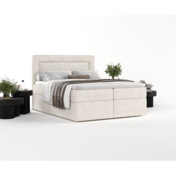Krémovobiela boxspring posteľ s úložným priestorom 140x200 cm Imagine – Maison de Rêve – Obrázok 6