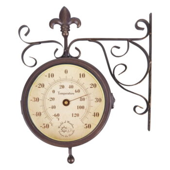 Nástenné hodiny s teplomerom Esschert Design Rustic – Obrázok 4