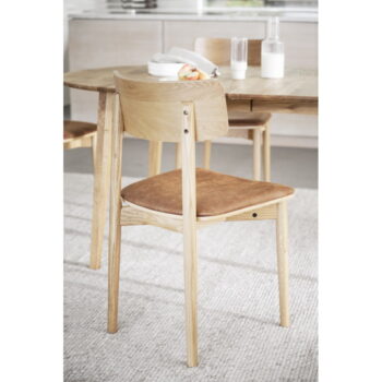 Jedálenská stolička z imitácie kože v koňakovohnedo-prírodnej farbe v súprave 2 ks Wolcott – Rowico – Obrázok 2