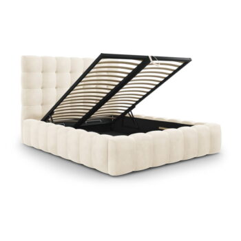 Béžová čalúnená dvojlôžková posteľ s úložným priestorom s roštom 140x200 cm Bali – Cosmopolitan Design – Obrázok 5