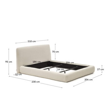 Béžová čalúnená dvojlôžková posteľ 180x200 cm Martina – Kave Home - Image 2