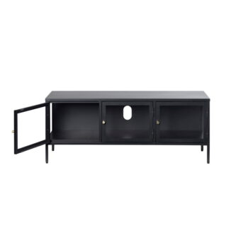 Čierny kovový TV stolík 132x52 cm Carmel - Unique Furniture – Obrázok 3