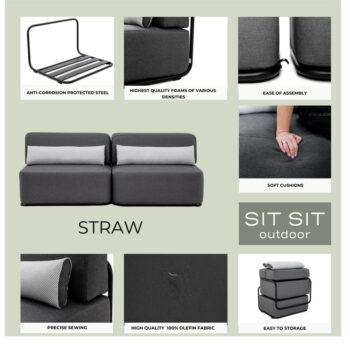 Béžový modul záhradnej pohovky (stredový diel) Straw – Sit Sit - Image 4