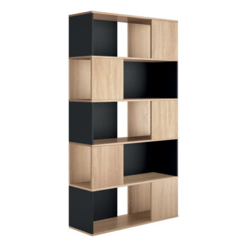 Čierna knižnica v dekore duba 98x180 cm Rossio - TemaHome - Image 2