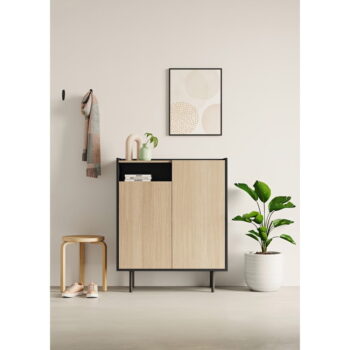 Skrinka na topánky v dekore duba v čierno-prírodnej farbe Sienna – TemaHome - Image 3
