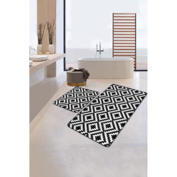 Biele/čierne kúpeľňové predložky v súprave 2 ks 60x100 cm – Mila Home - Image 3