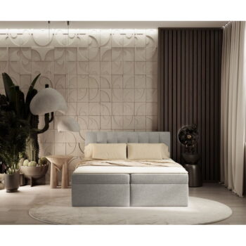 Svetlosivá boxspring posteľ s úložným priestorom 160x200 cm Novento – Maison de Rêve - Image 7