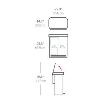 Biely nášľapný oceľový odpadkový kôš 58 l – simplehuman – Obrázok 6