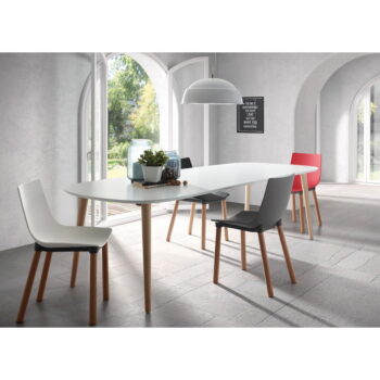 Biely rozkladací jedálenský stôl s bielou doskou 100x160 cm Oqui – Kave Home - Image 7