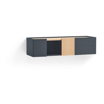 Nízka komoda v dekore duba v antracitovo-prírodnej farbe 110x23 cm Otto – Teulat - Image 2