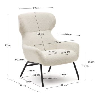 Krémové kreslo z textílie buklé Belina – Kave Home - Image 6