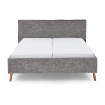 Sivá čalúnená dvojlôžková posteľ s úložným priestorom s roštom 160x200 cm Riva – Meise Möbel - Image 5