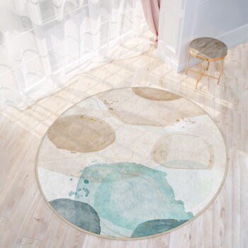 Modro-béžový prateľný okrúhly koberec ø 120 cm Puddle – Mila Home - Image 2