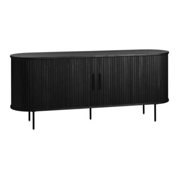 Čierna nízka komoda v dekore duba s posuvnými dverami 76x180 cm Nola – Unique Furniture – Obrázok 2