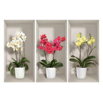 Sada 3 3D samolepiek na stenu Ambiance Orchids - Image 2