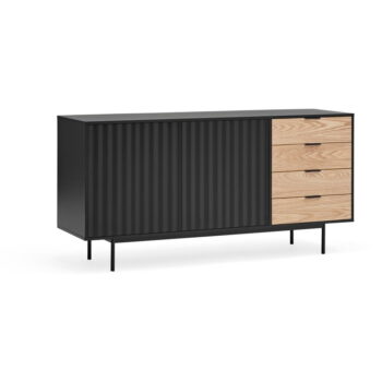 Nízka komoda v dekore duba v čierno-prírodnej farbe 159x80 cm Sierra – Teulat - Image 3