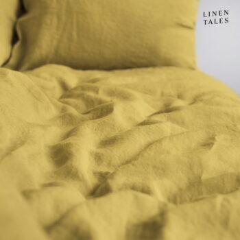 Žlté ľanové predĺžené obliečky na dvojlôžko 200x220 cm - Linen Tales – Obrázok 4