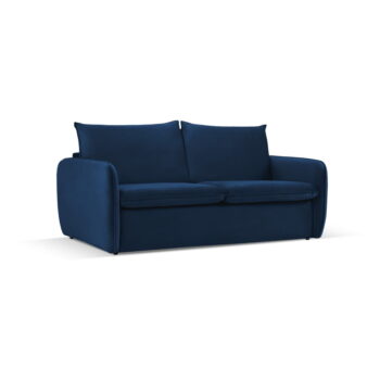 Tmavomodrá zamatová rozkladacia pohovka 194 cm Vienna – Cosmopolitan Design – Obrázok 2