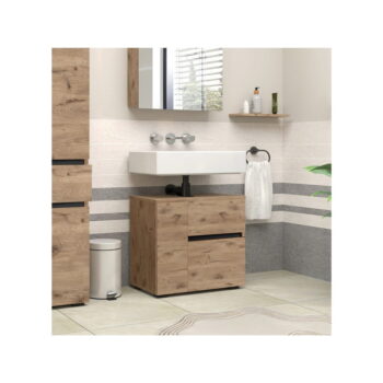 Skrinka pod umývadlo v dekore duba v prírodnej farbe 60x55 cm Wisla – Støraa – Obrázok 3