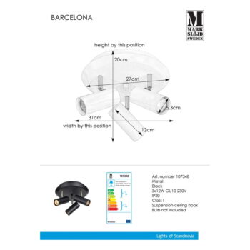 Čierne nástenné svietidlo Markslöjd Barcelona Tres - Image 3