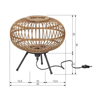 Stolová lampa s bambusovým tienidlom v prírodnej farbe (výška 33 cm) Laut – Basiclabel - Image 4