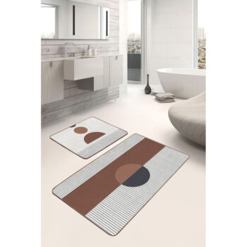 Bielo-hnedé kúpeľňové predložky v súprave 2 ks 60x100 cm – Mila Home - Image 4