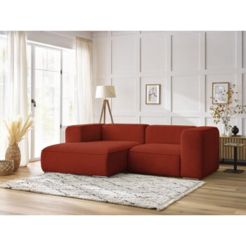 Rohová pohovka z textílie buklé v tehlovej farbe (ľavý roh) Zephyr – Bobochic Paris – Obrázok 3