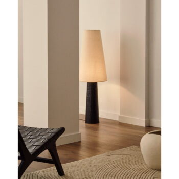 Čierno-krémová stojacia lampa s textilným tienidlom (výška 129 cm) Senni – Kave Home - Image 2