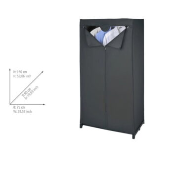 Čierna látková šatníková skriňa 75x150 cm Deep – Wenko - Image 2